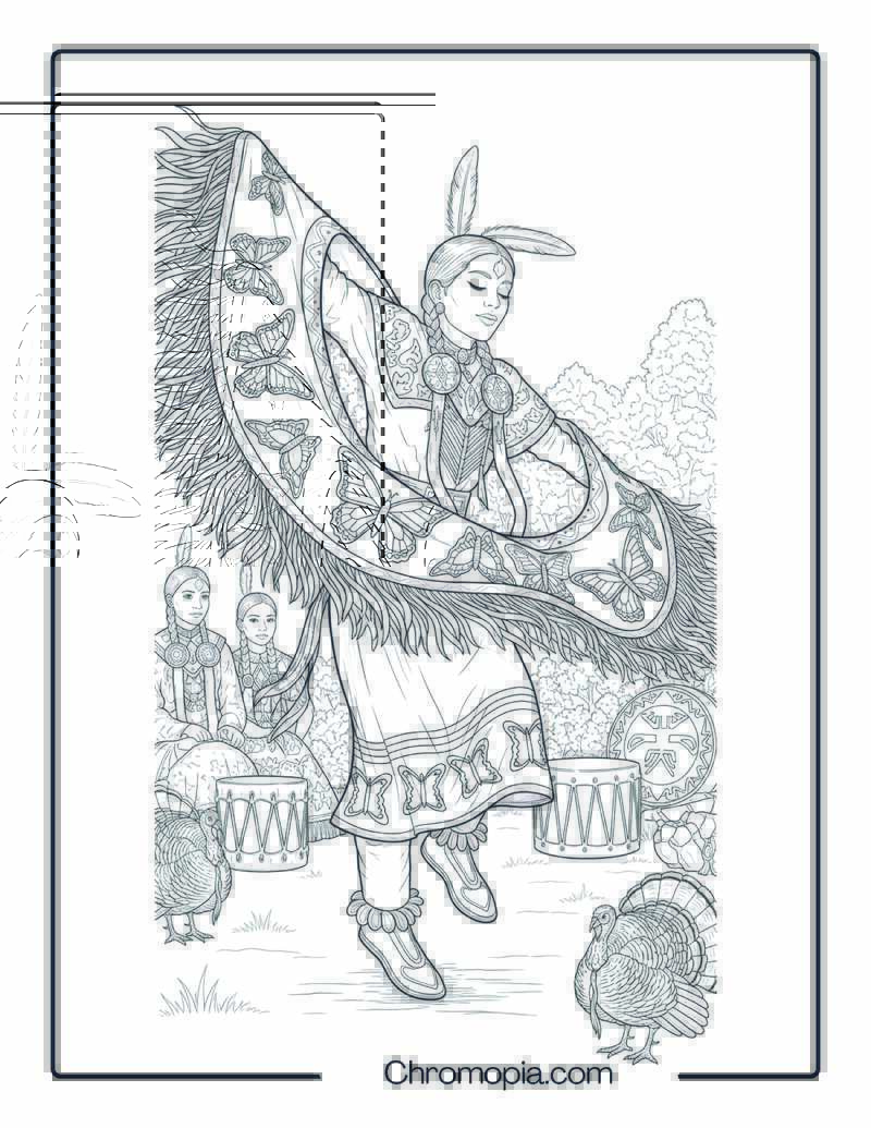 Fancy Shawl Dance Coloring Sheet