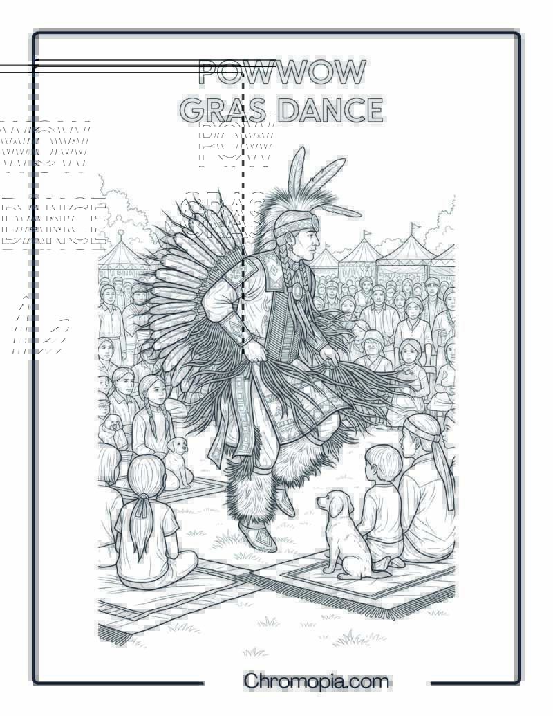 Powwow Grass Dance Coloring Page