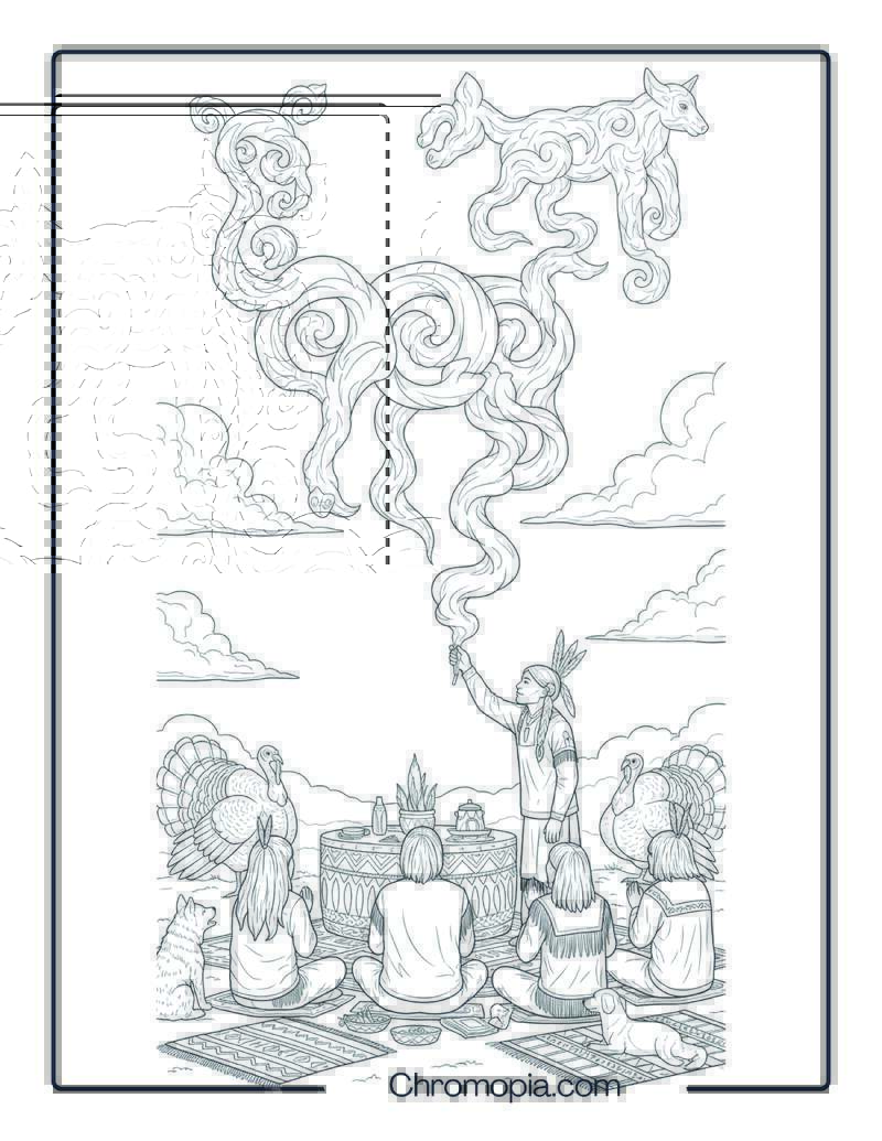 Smoke Blessing Ceremony Coloring Page