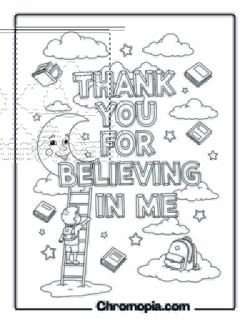 Thank You for Believing in Me coloring sheet
