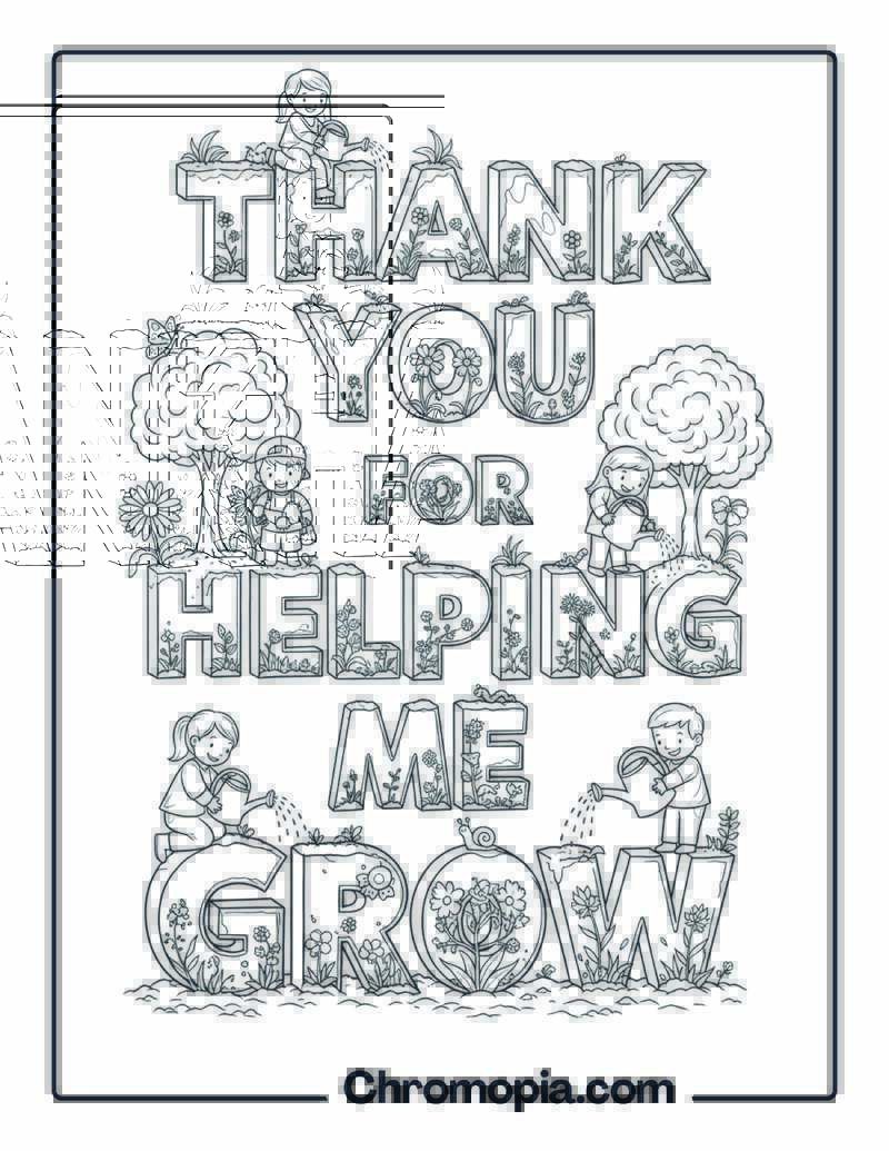 Thank You for Helping Me Grow coloring sheet