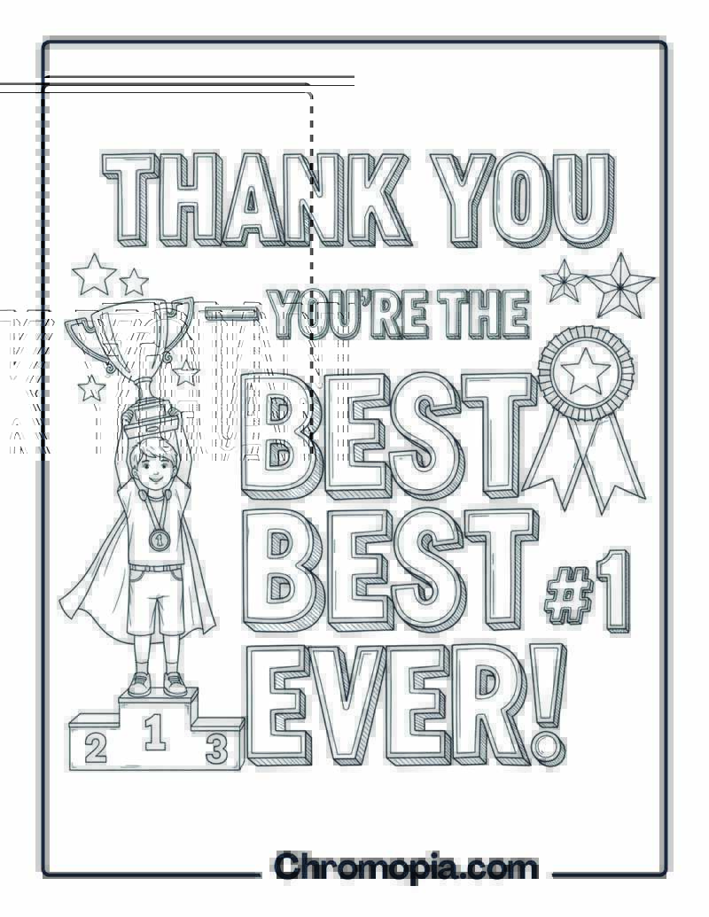 Thank You — You’re the Best Ever coloring page