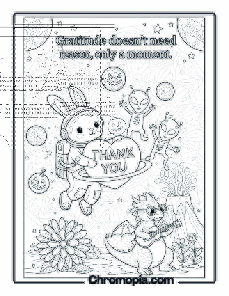 Gratitude Needs Just a Moment Coloring Page