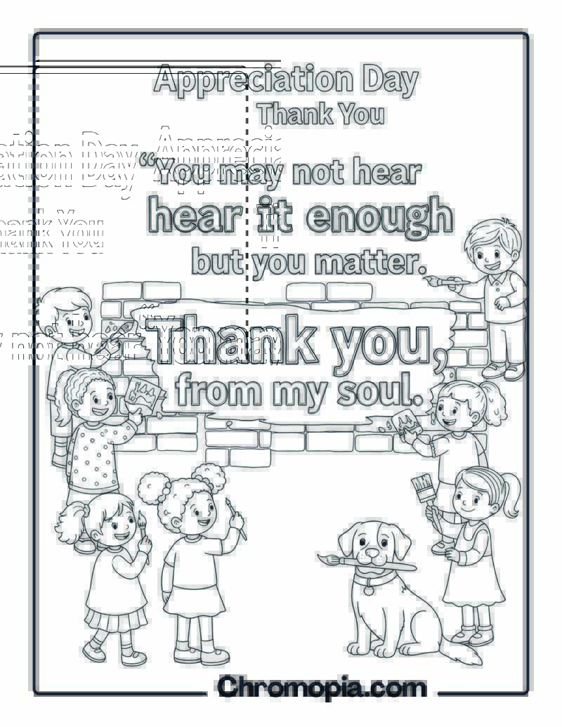 Appreciation Day Thank You coloring sheet