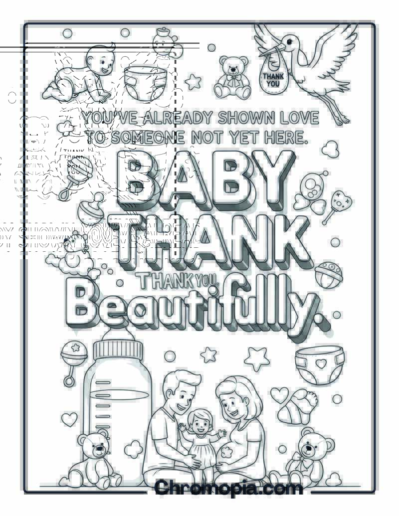 Baby Shower Thank You Coloring Page
