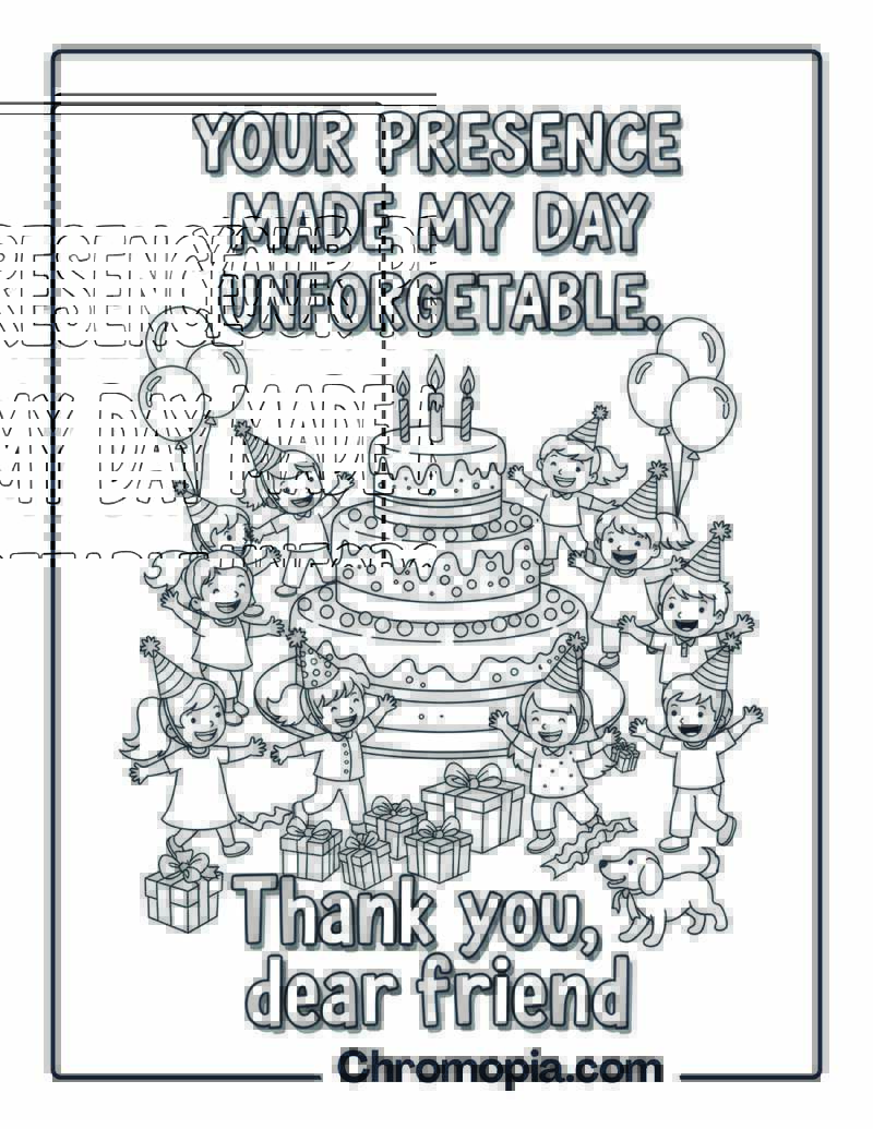 Birthday Thank You Coloring Page