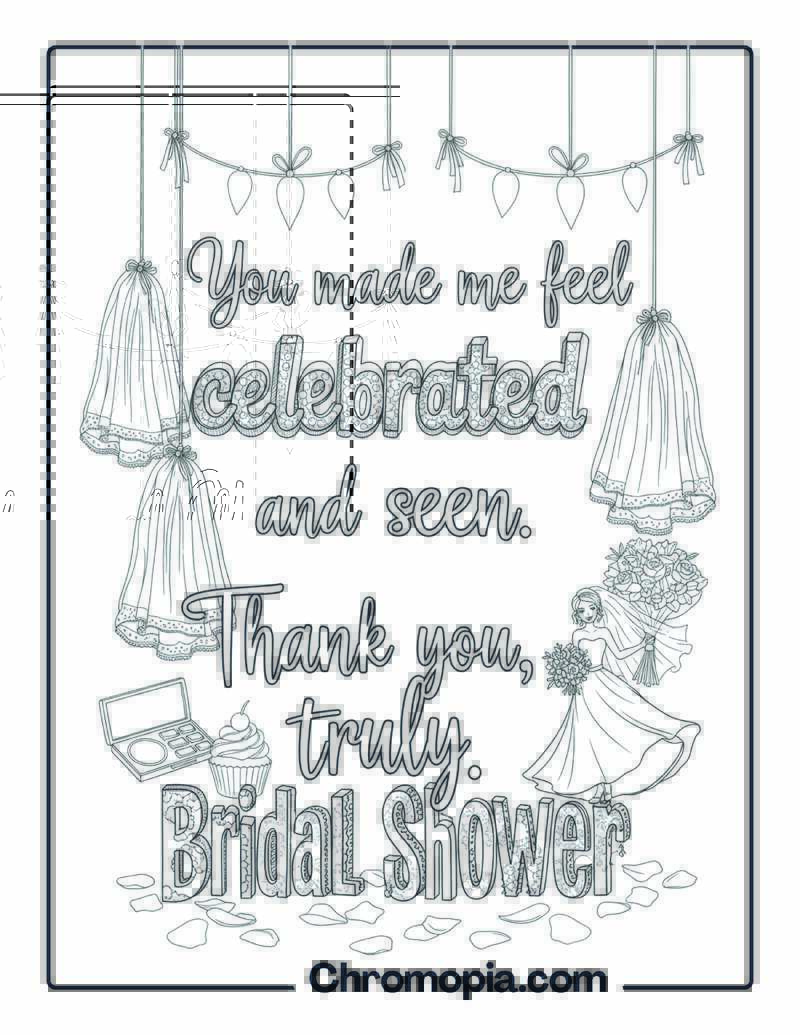 Bridal Shower Thank You Coloring Page