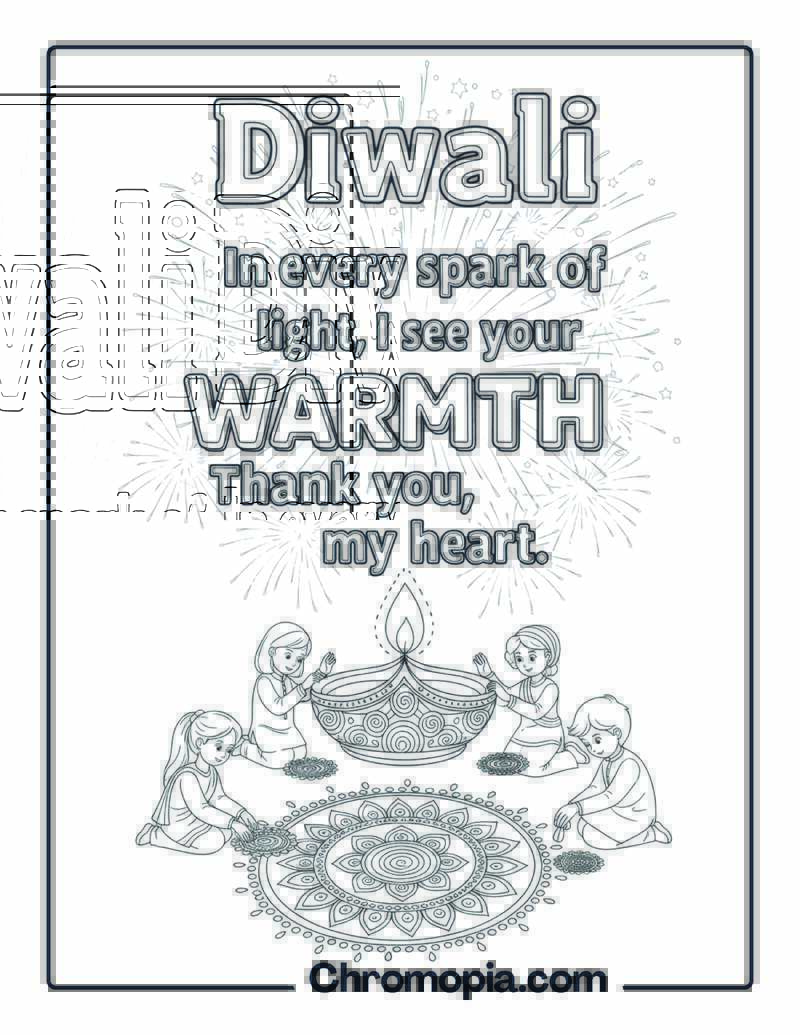 Diwali Thank You coloring sheet