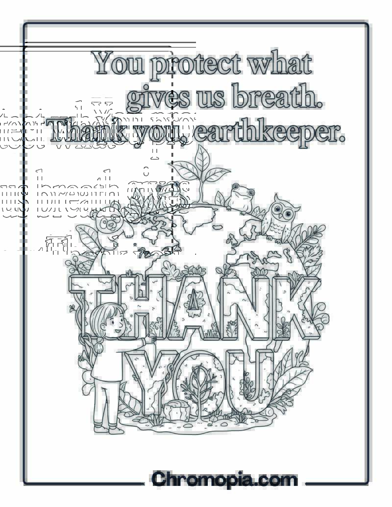 Earth Day Thank You Coloring Page