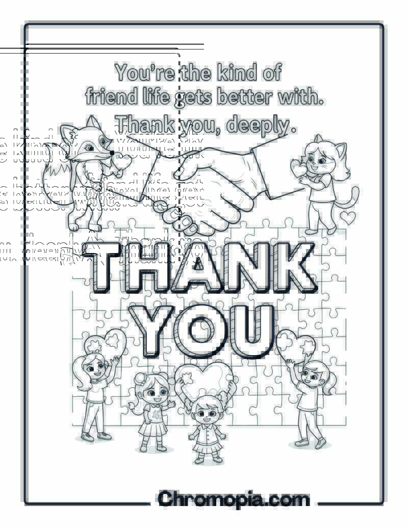 Friendship Day Thank You Coloring Page