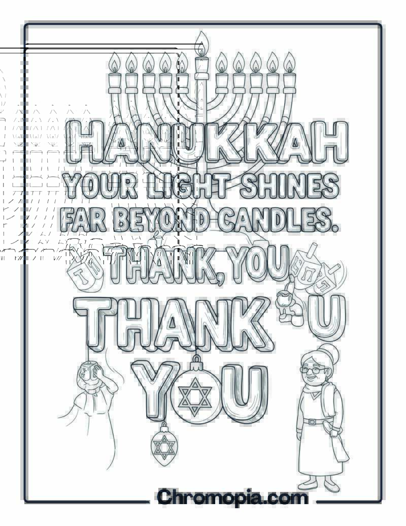 Hanukkah Thank You coloring page