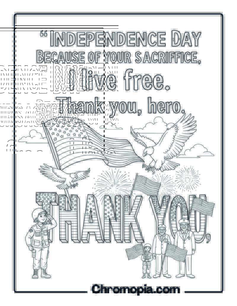 Independence Day Thank You Coloring Page