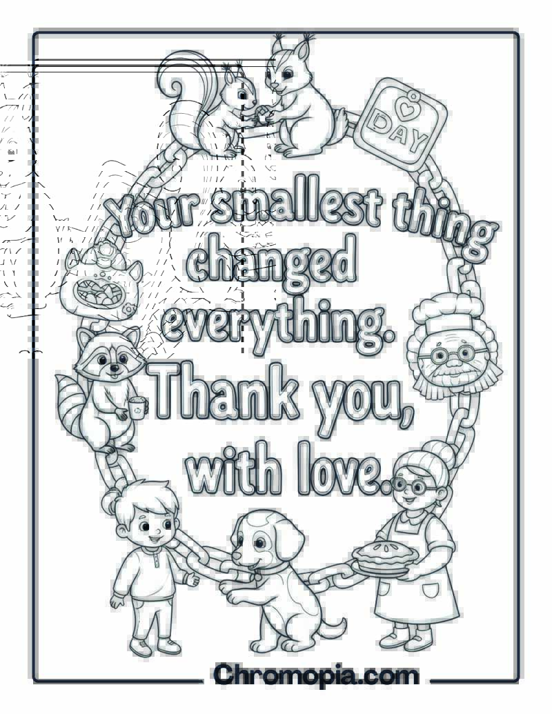 Kindness Day Thank You Coloring Page