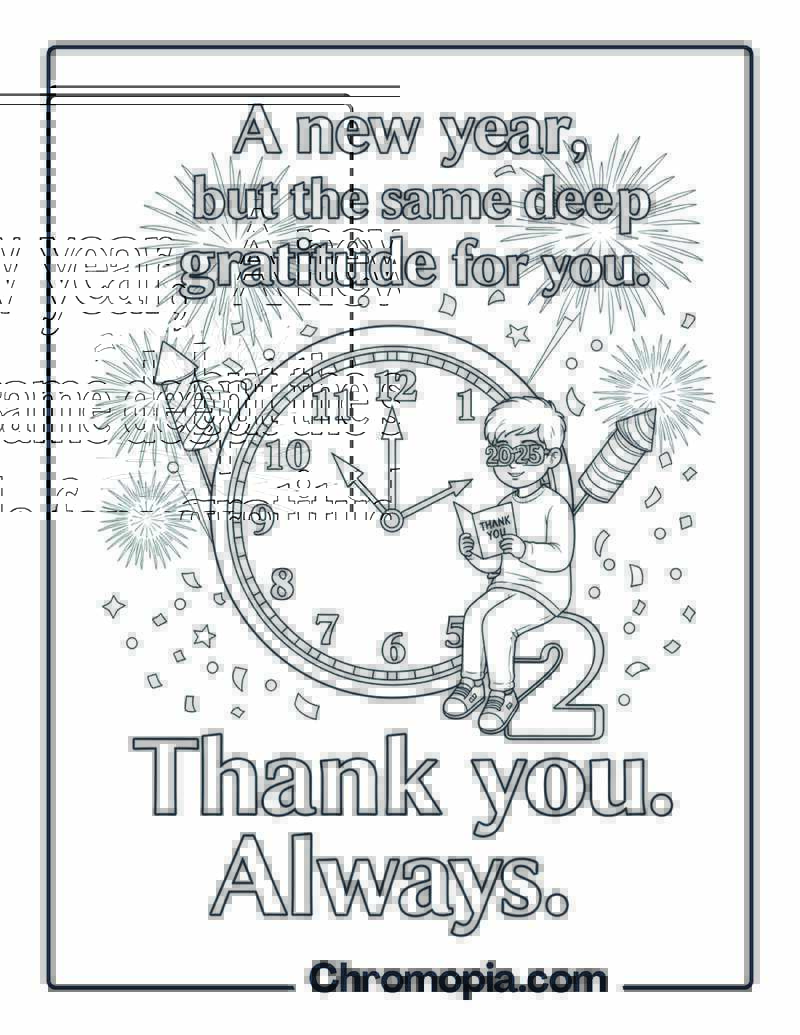 New Year Thank You coloring page