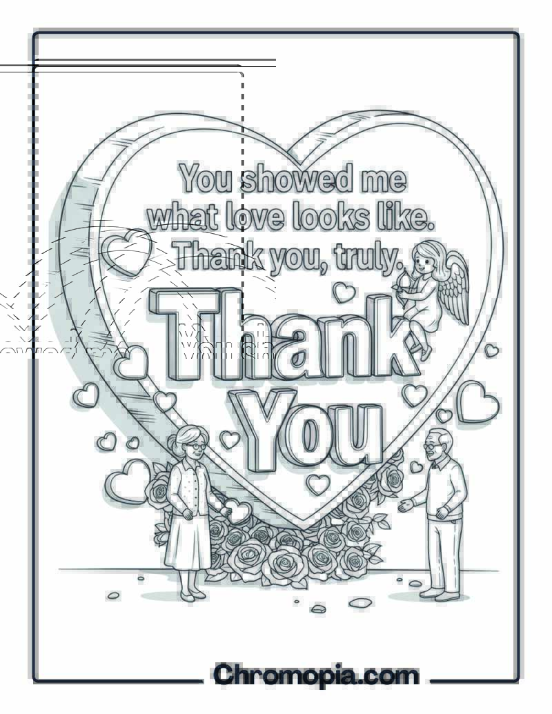 Valentine’s Day Thank You coloring page