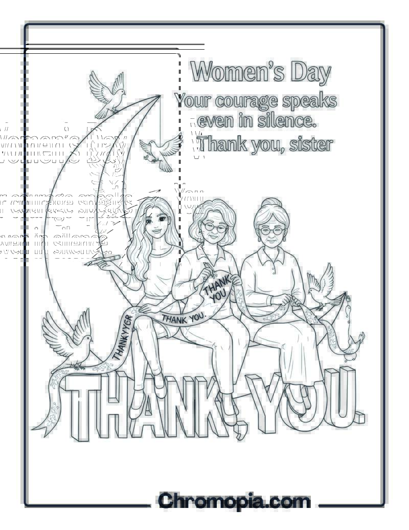 Women’s Day Thank You coloring sheet