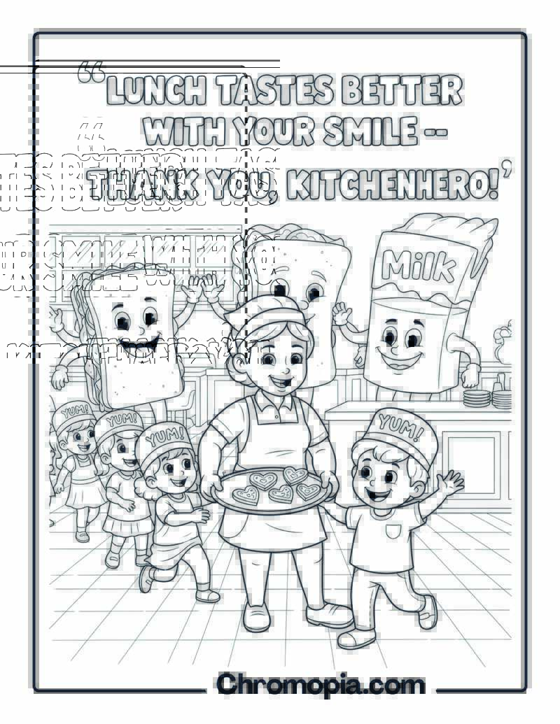 Thank You Cafeteria Worker Coloring Page