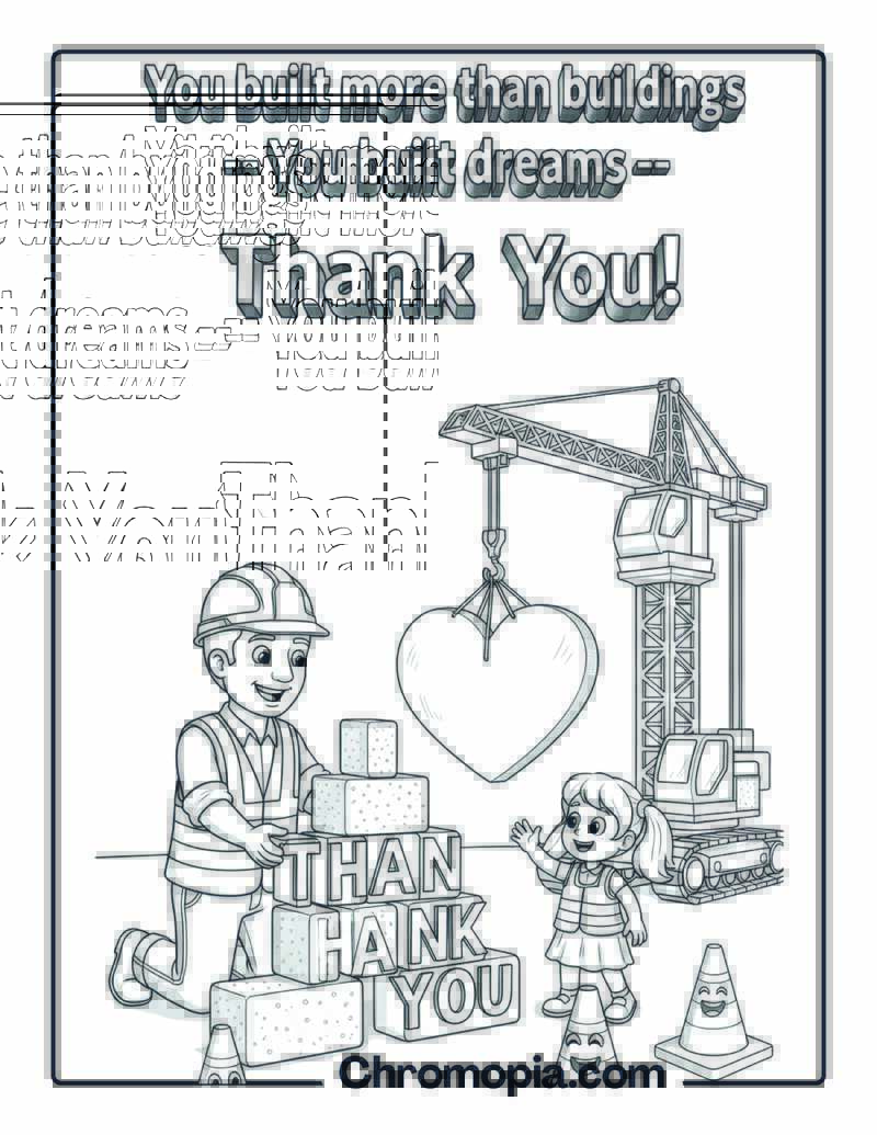 Thank You Construction Worker Coloring Page