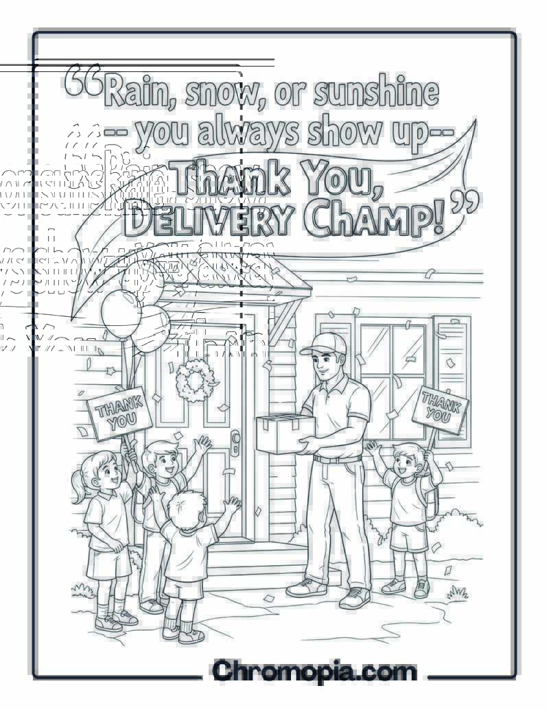 Thank You Delivery Driver Coloring Page