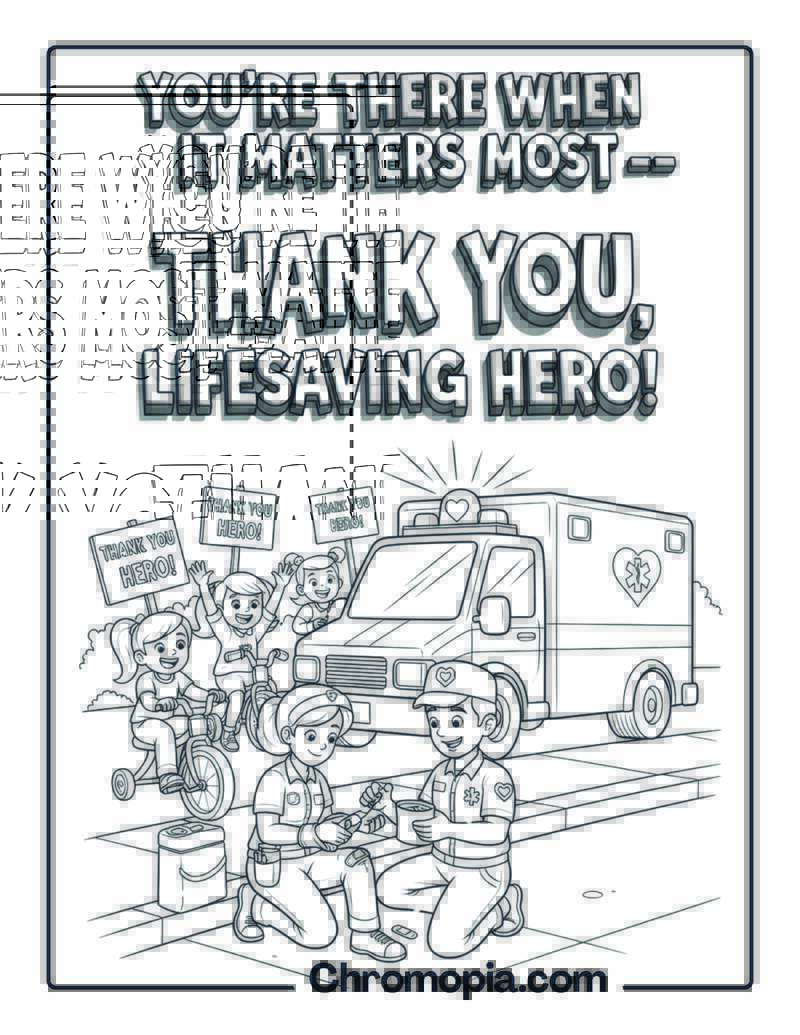 Thank You EMT Paramedic Coloring Page