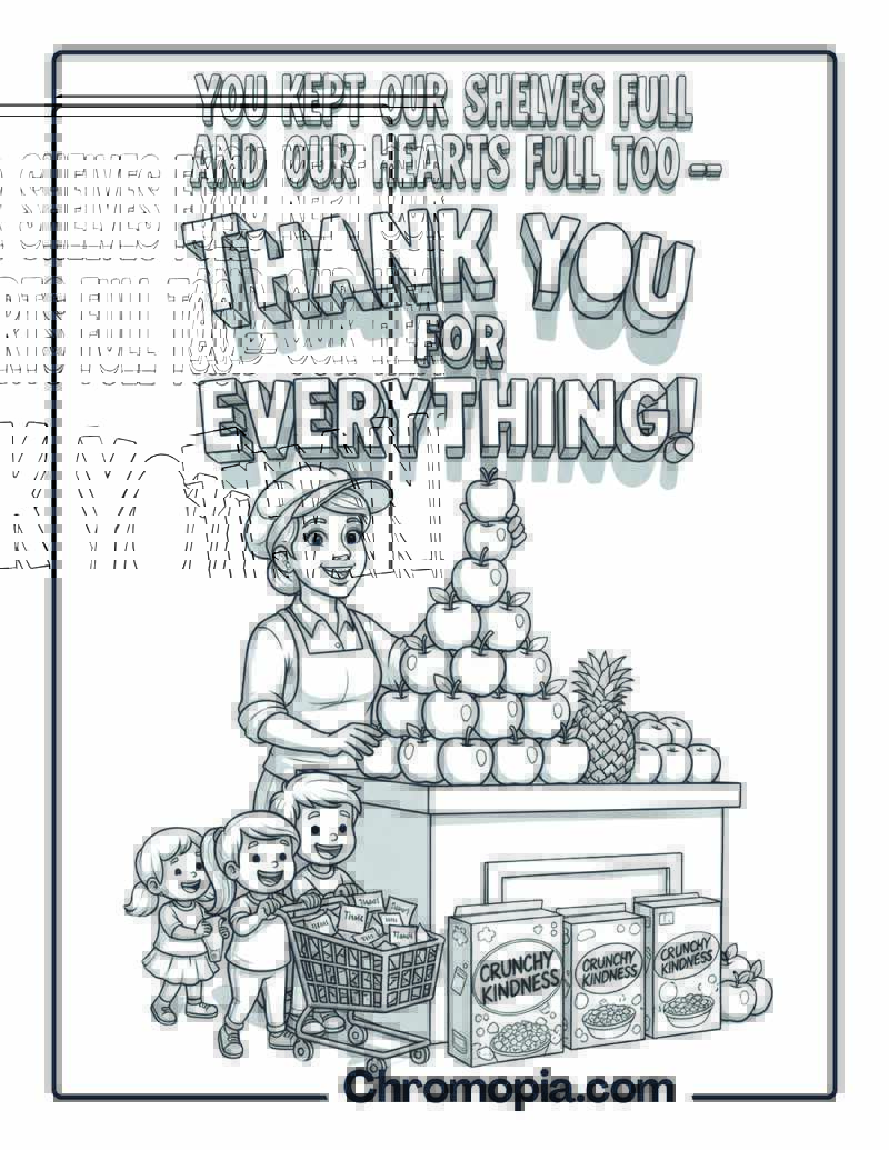 Thank You Grocery Store Worker Coloring Page