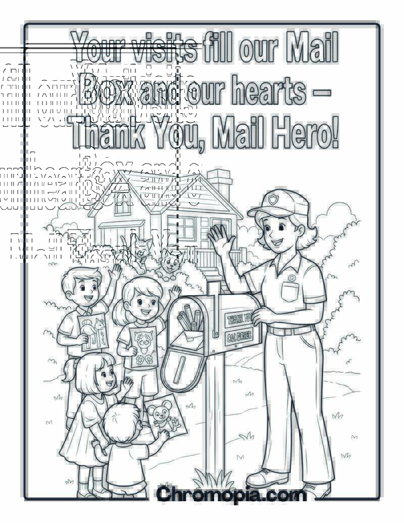 Thank You Mail Carrier Coloring Page