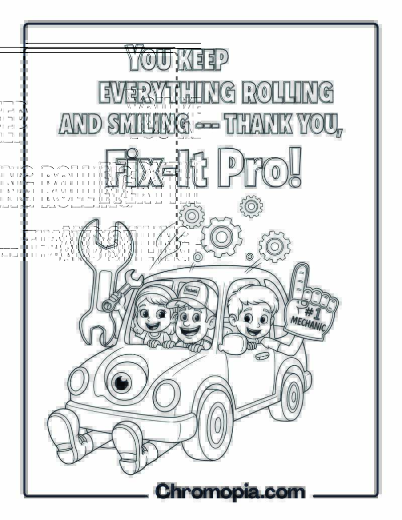 Thank You Mechanic Coloring Page