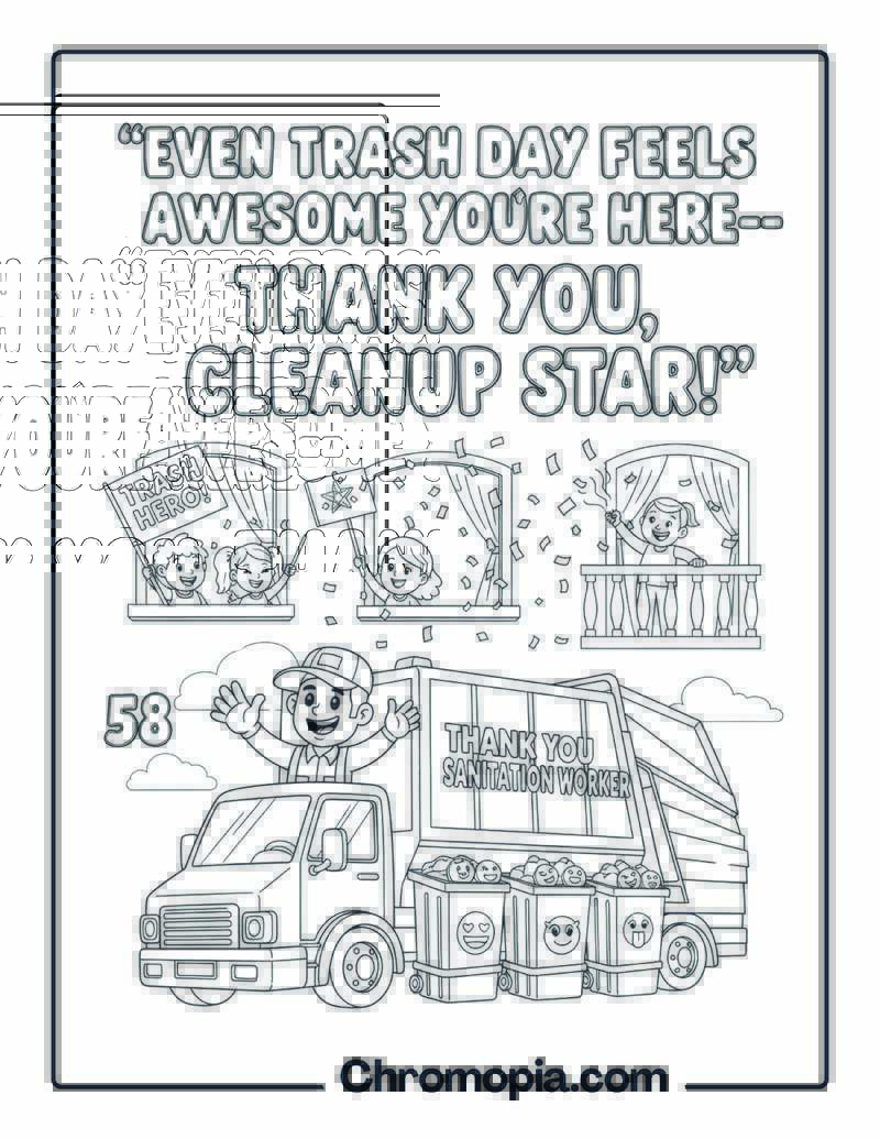 Thank You Sanitation Worker Coloring Page