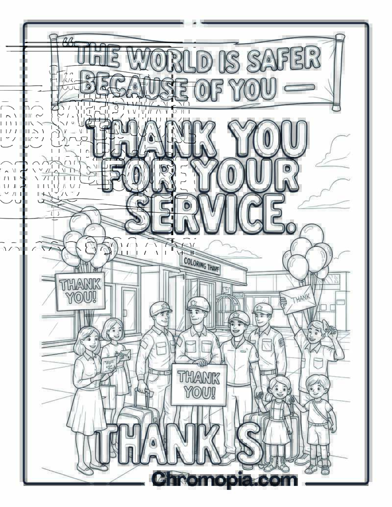 Thank You Troops Coloring Page