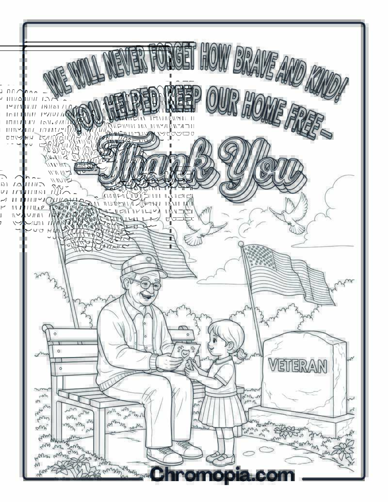 Thank You Veterans Coloring Page