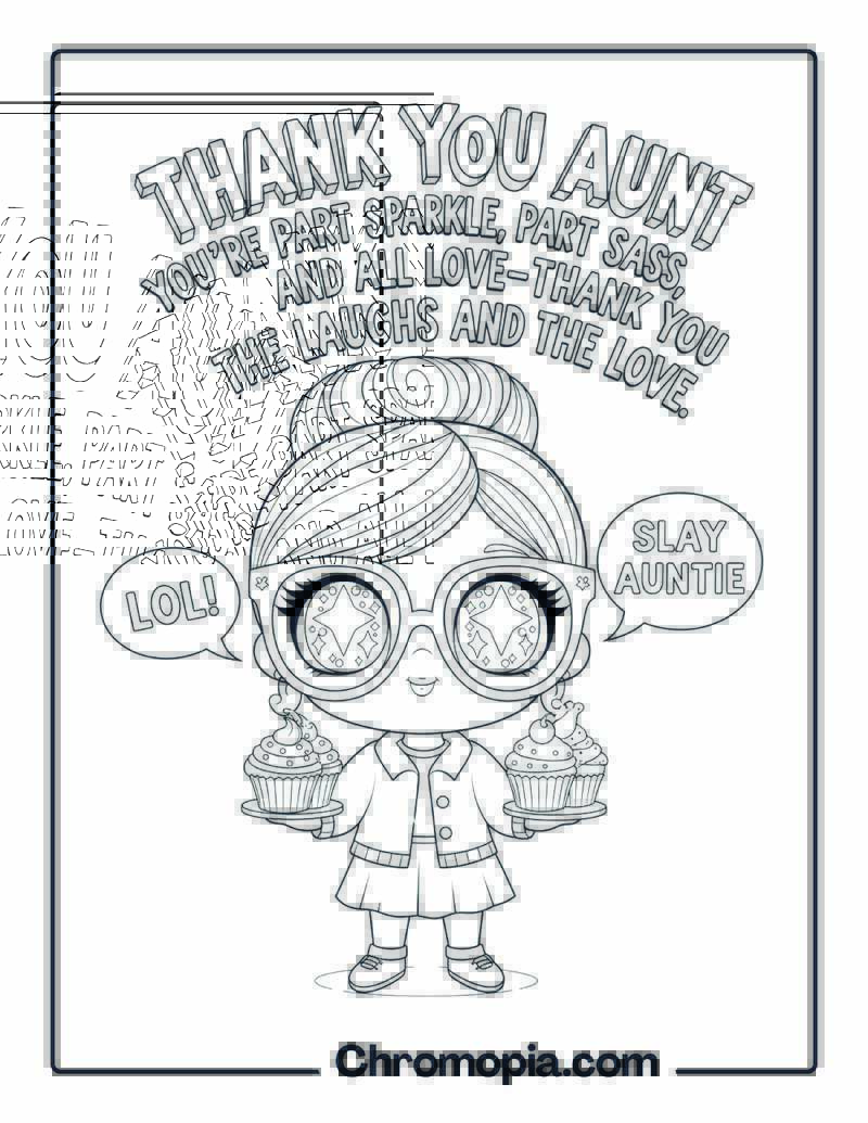 Thank You Aunt Chibi Style coloring page