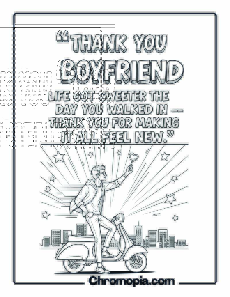 Thank You Boyfriend Cel-Shaded Comic coloring page