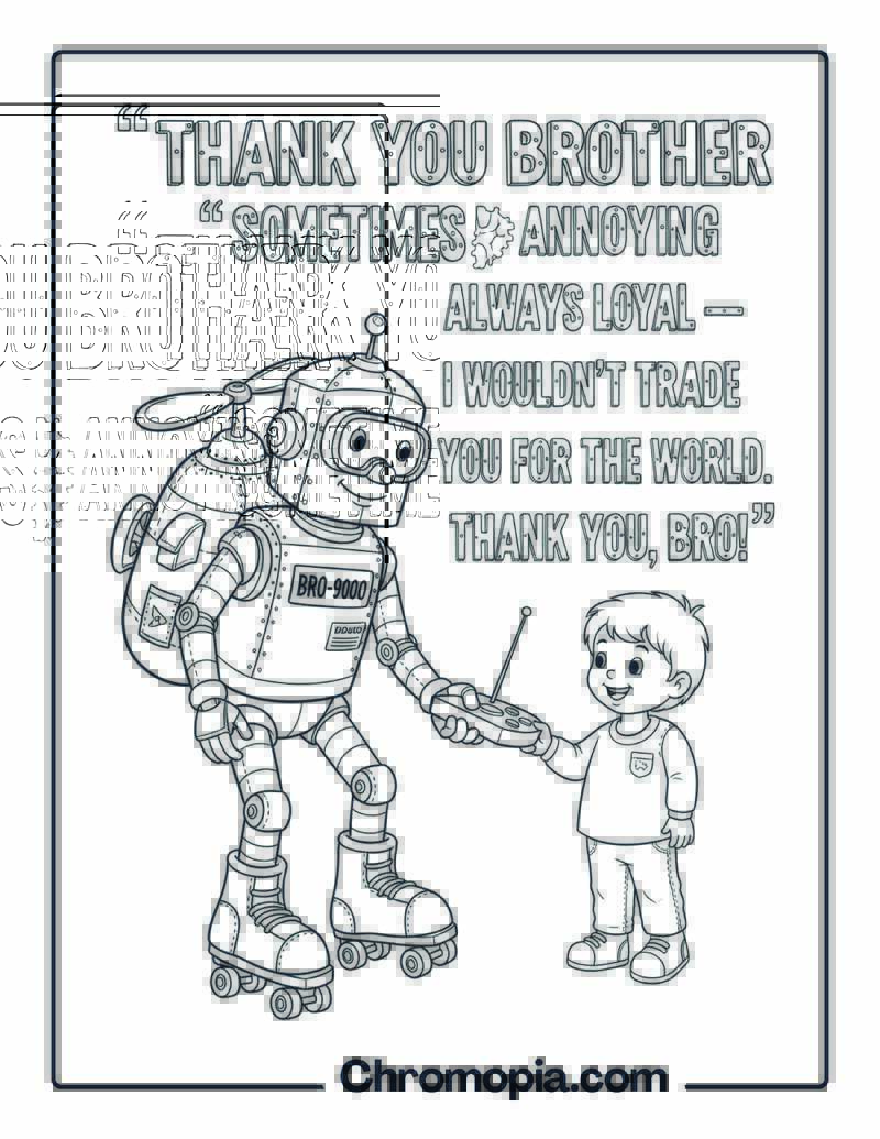Thank You Brother Mechanical Style coloring page