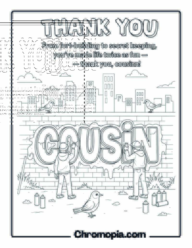 Thank You Cousin Graffiti Street Art coloring page