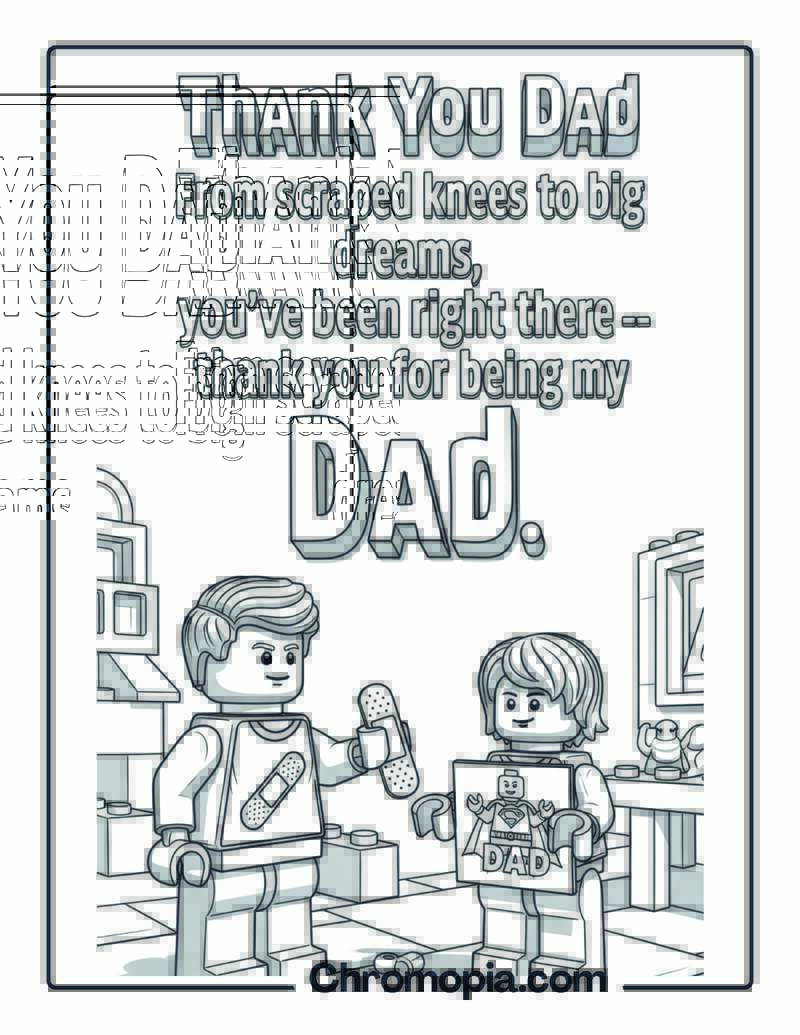 Thank You Dad LEGO Style coloring page