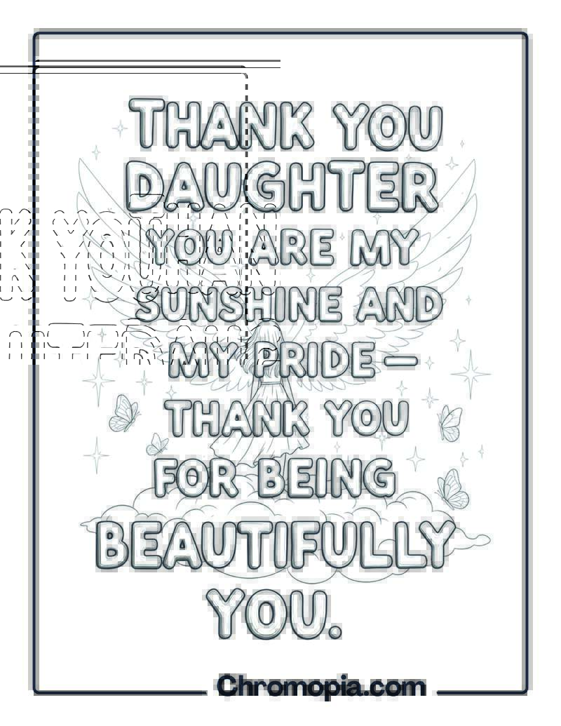 Thank You Daughter Fantasy Glow coloring page