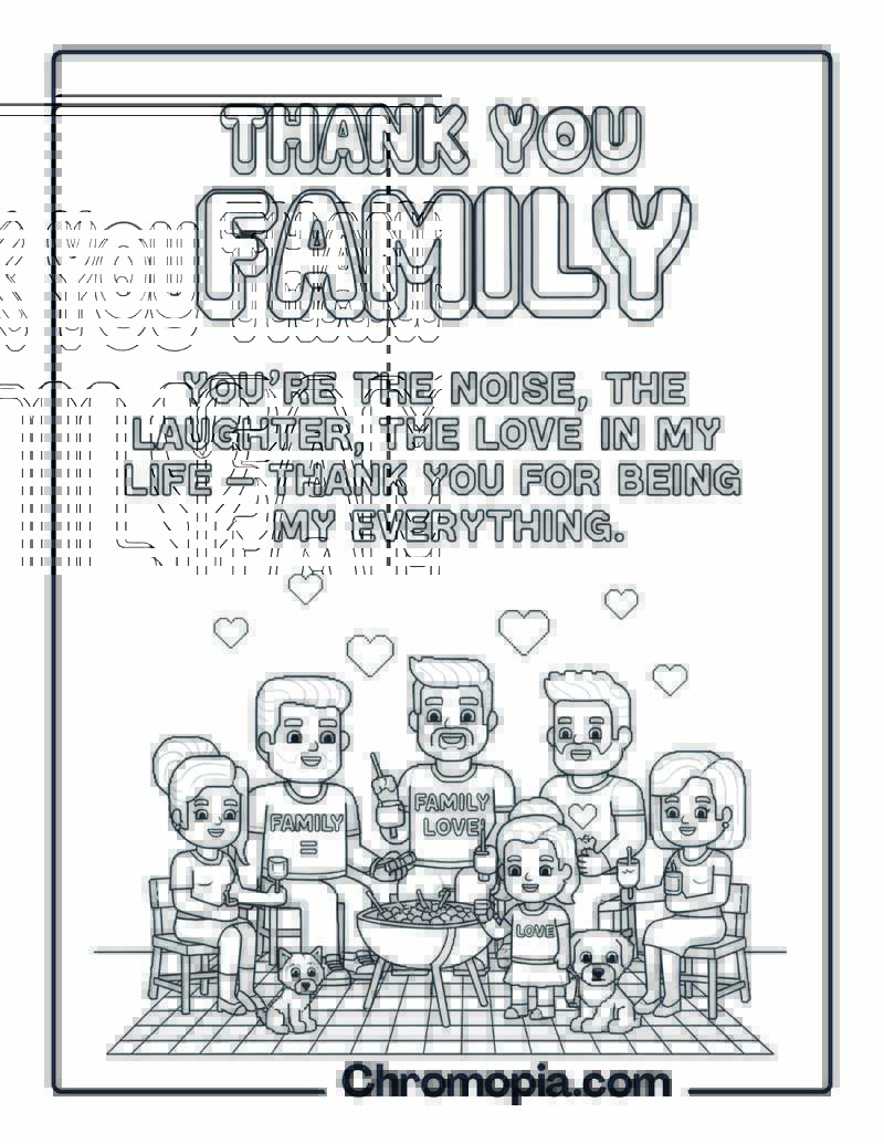 Thank You Family Pixel Art coloring page