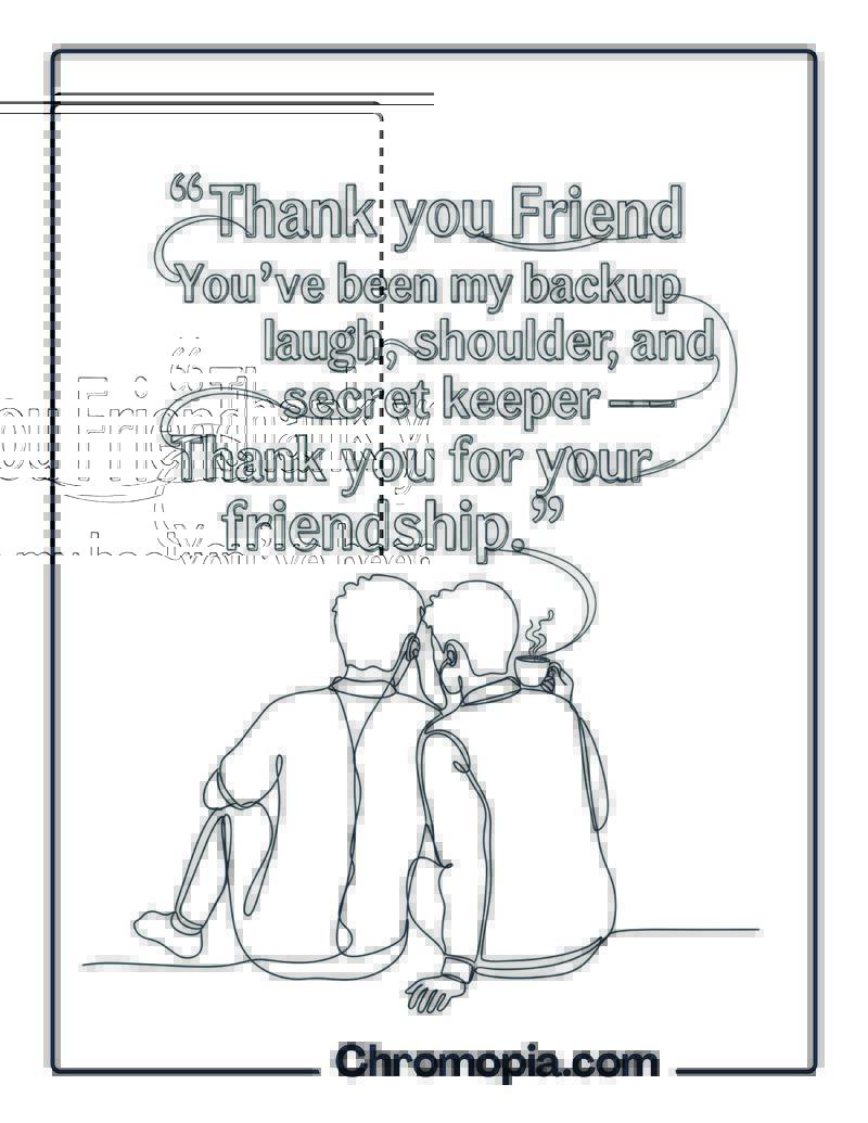 Thank You Friend Minimalist Line Art coloring page