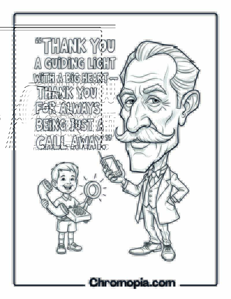 Thank You Godfather Caricature Style coloring page