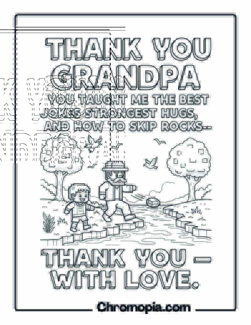 Thank You Grandpa Pixel Art coloring page