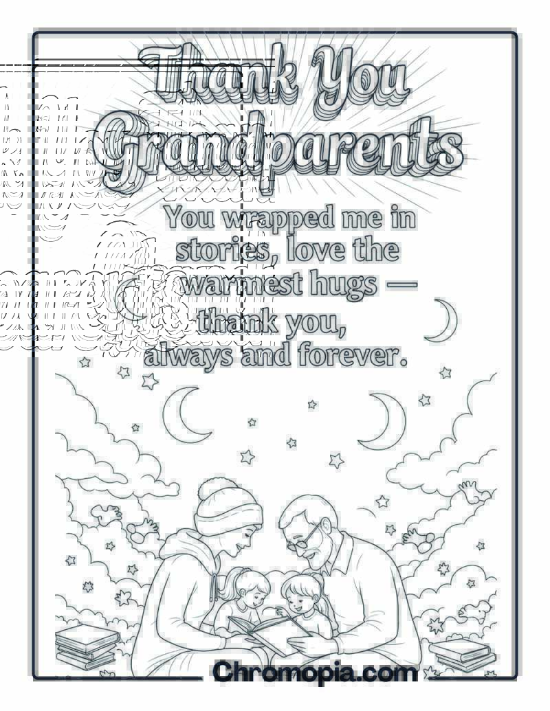 Thank You Grandparents Fantasy Glow coloring page