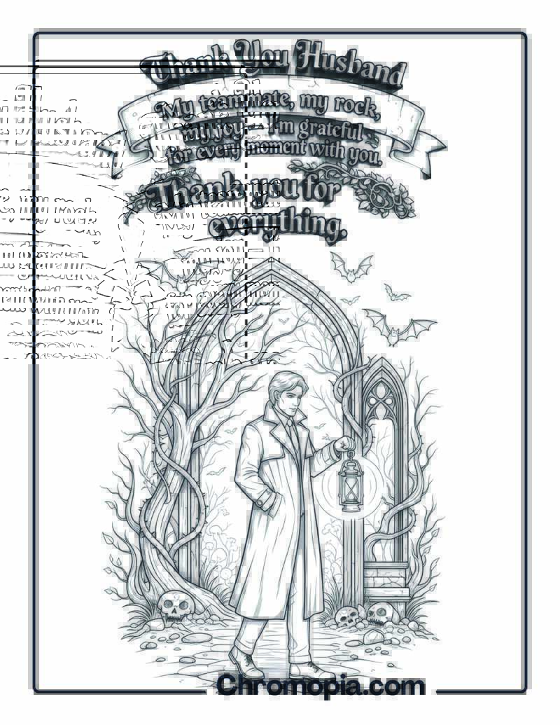 Thank You Husband Gothic Dark Fantasy coloring page