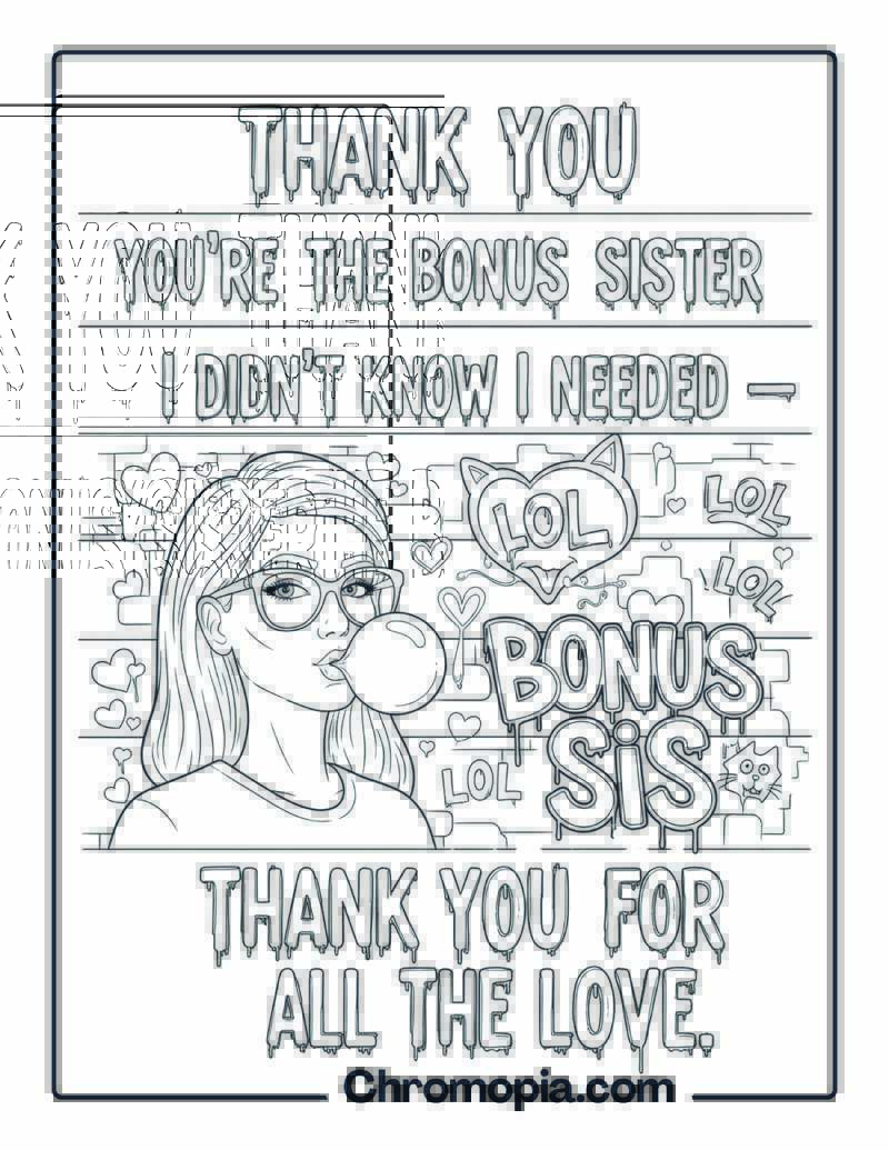 Thank You Sister-in-Law Graffiti Style coloring page