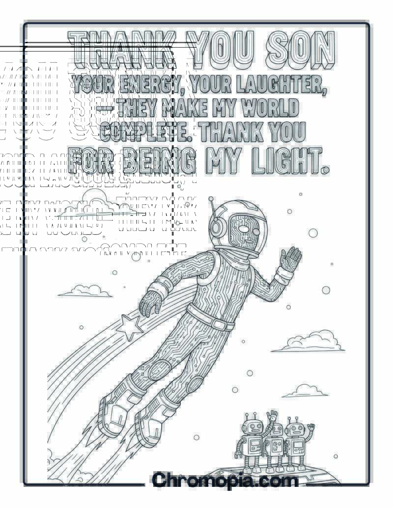 Thank You Son Sci-Fi Futuristic coloring page