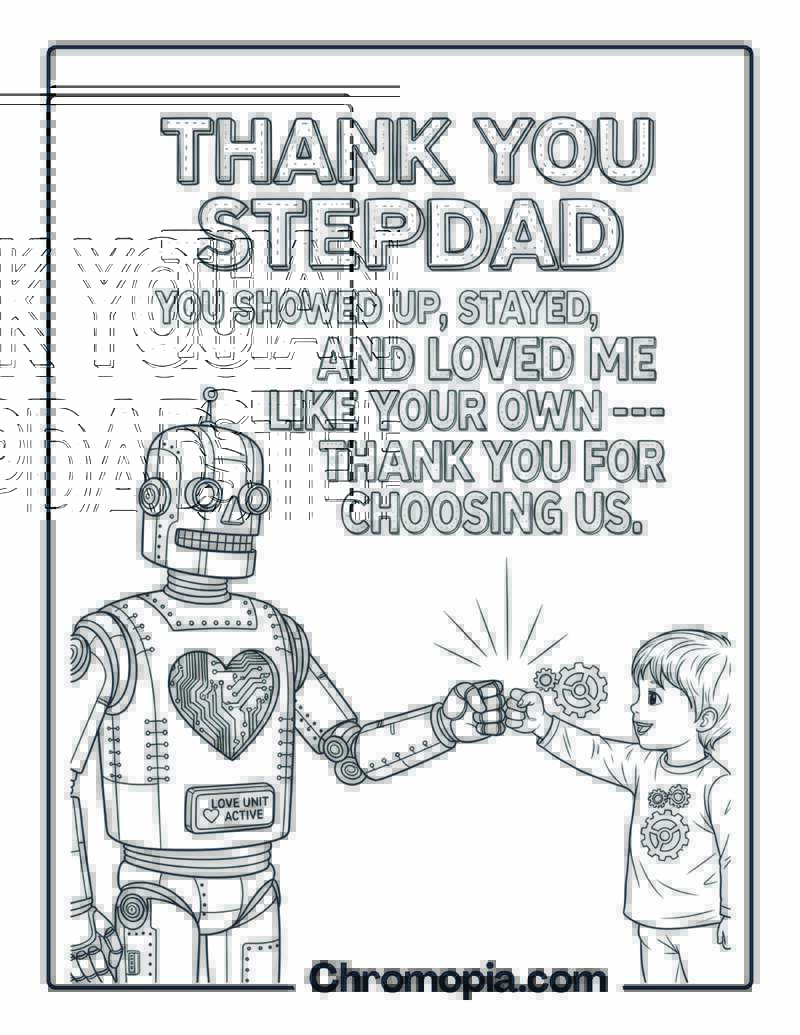 Thank You Stepdad Robotic Style coloring page