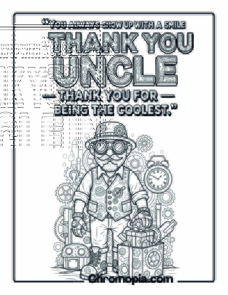 Thank You Uncle Steampunk Style coloring page