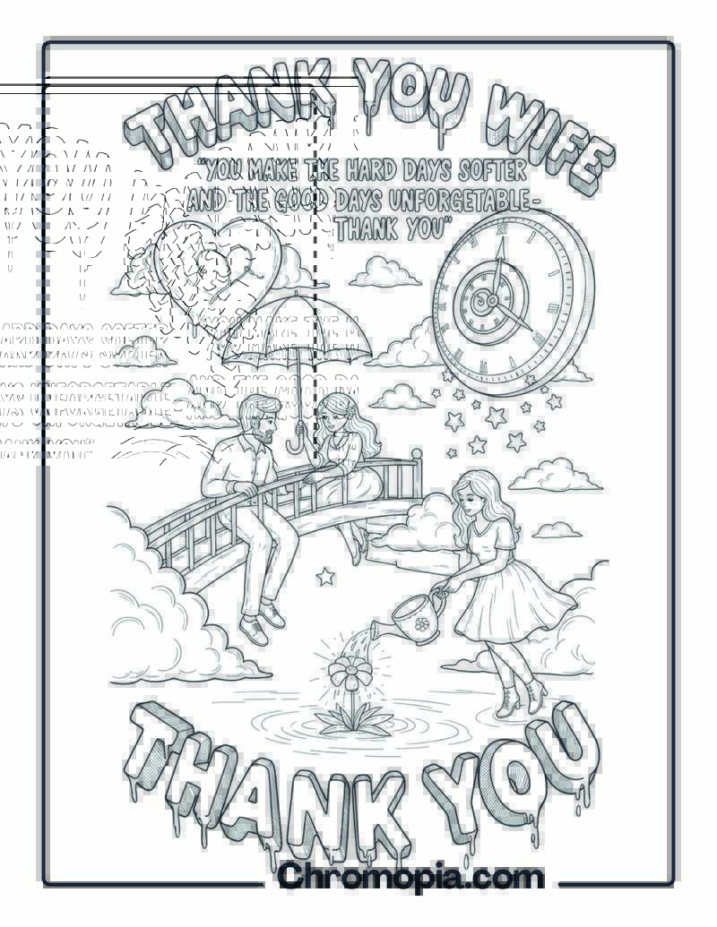 Thank You Wife Surreal Art coloring page