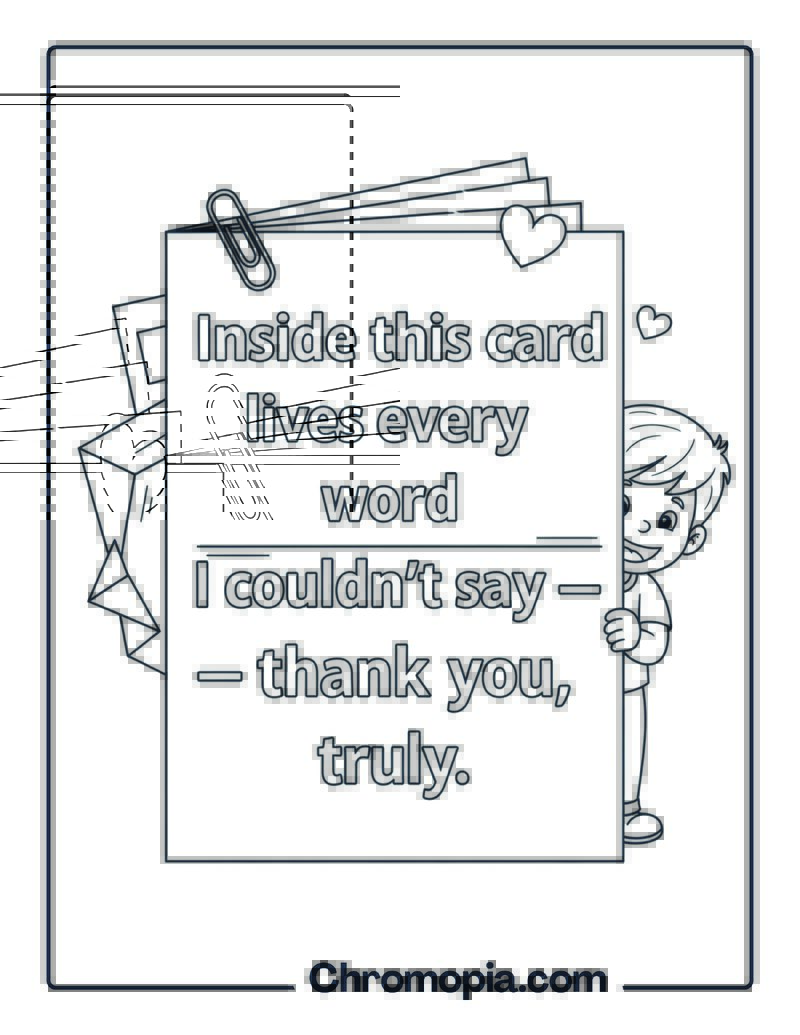 Foldable Thank You Card Coloring Page