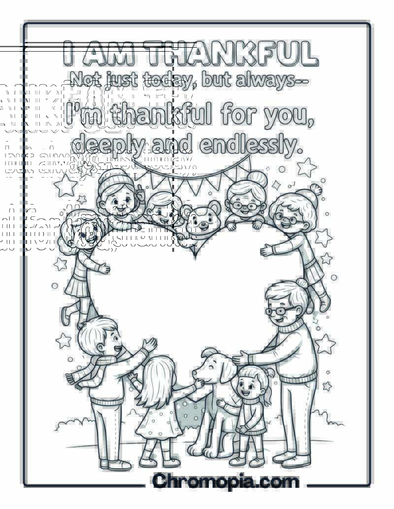 I Am Thankful For You Coloring Page
