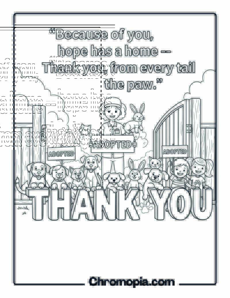 Thank You Animal Shelter Coloring Page